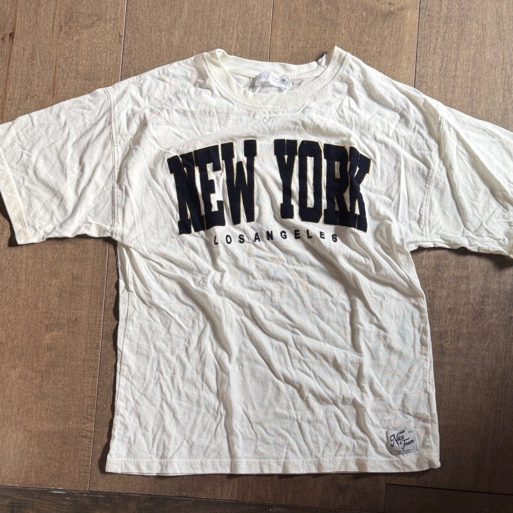 White Graphic T-Shirt with New York Print